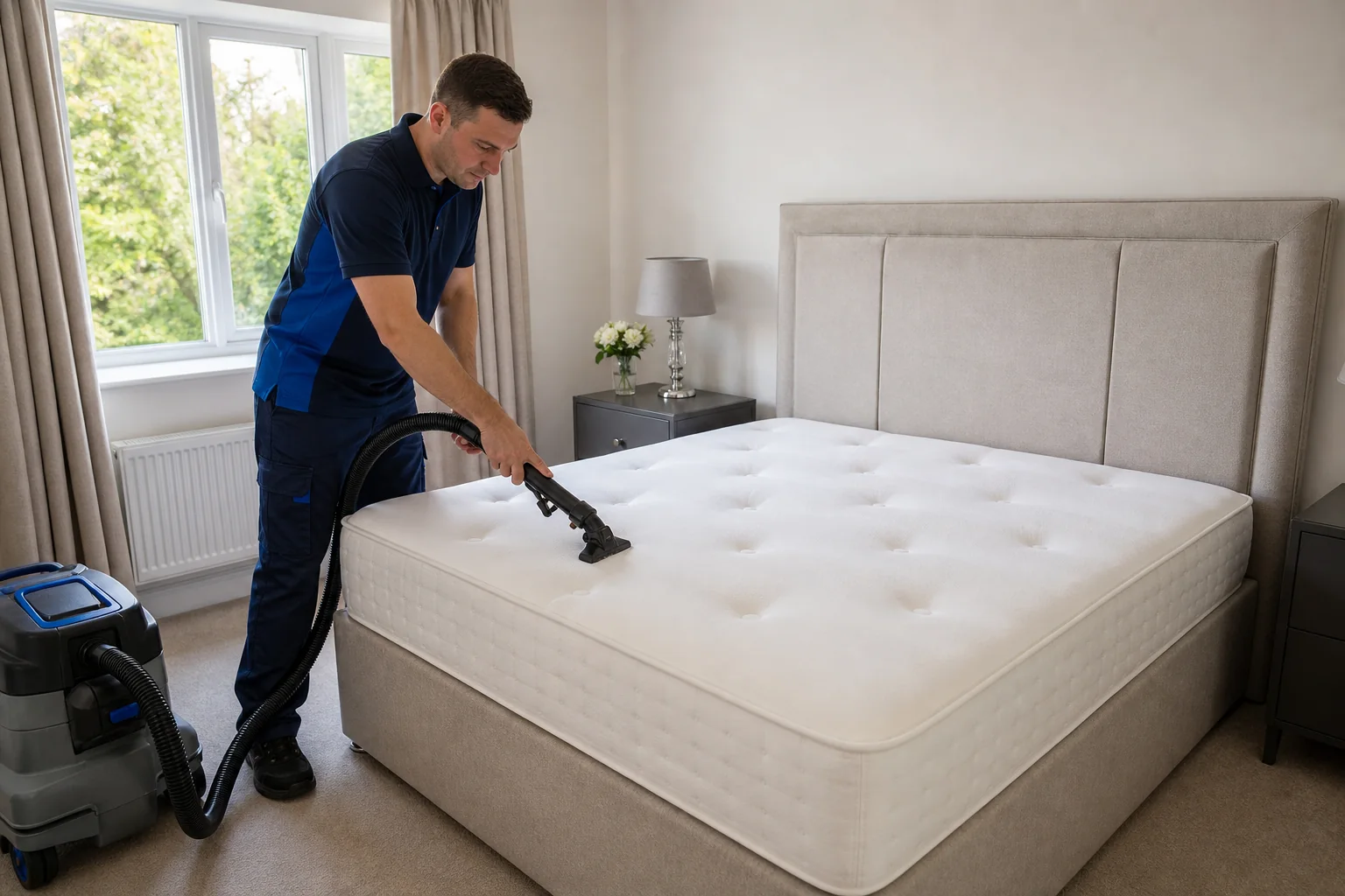 King size mattress surface vacuuming