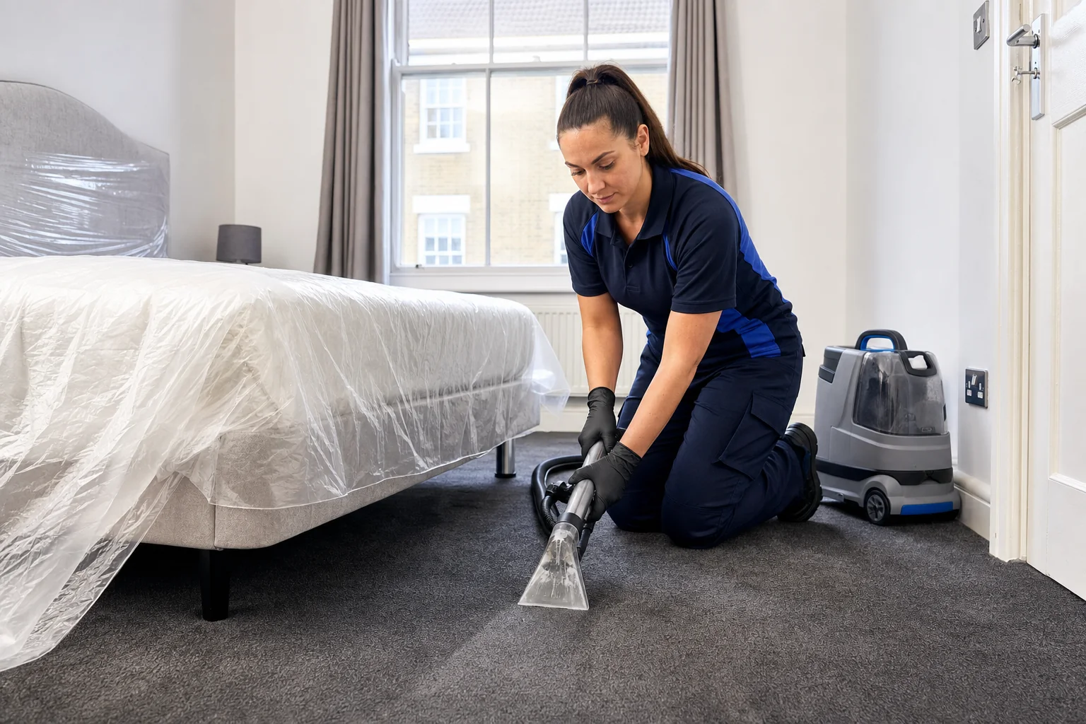 Rental flat bedroom carpet cleaning